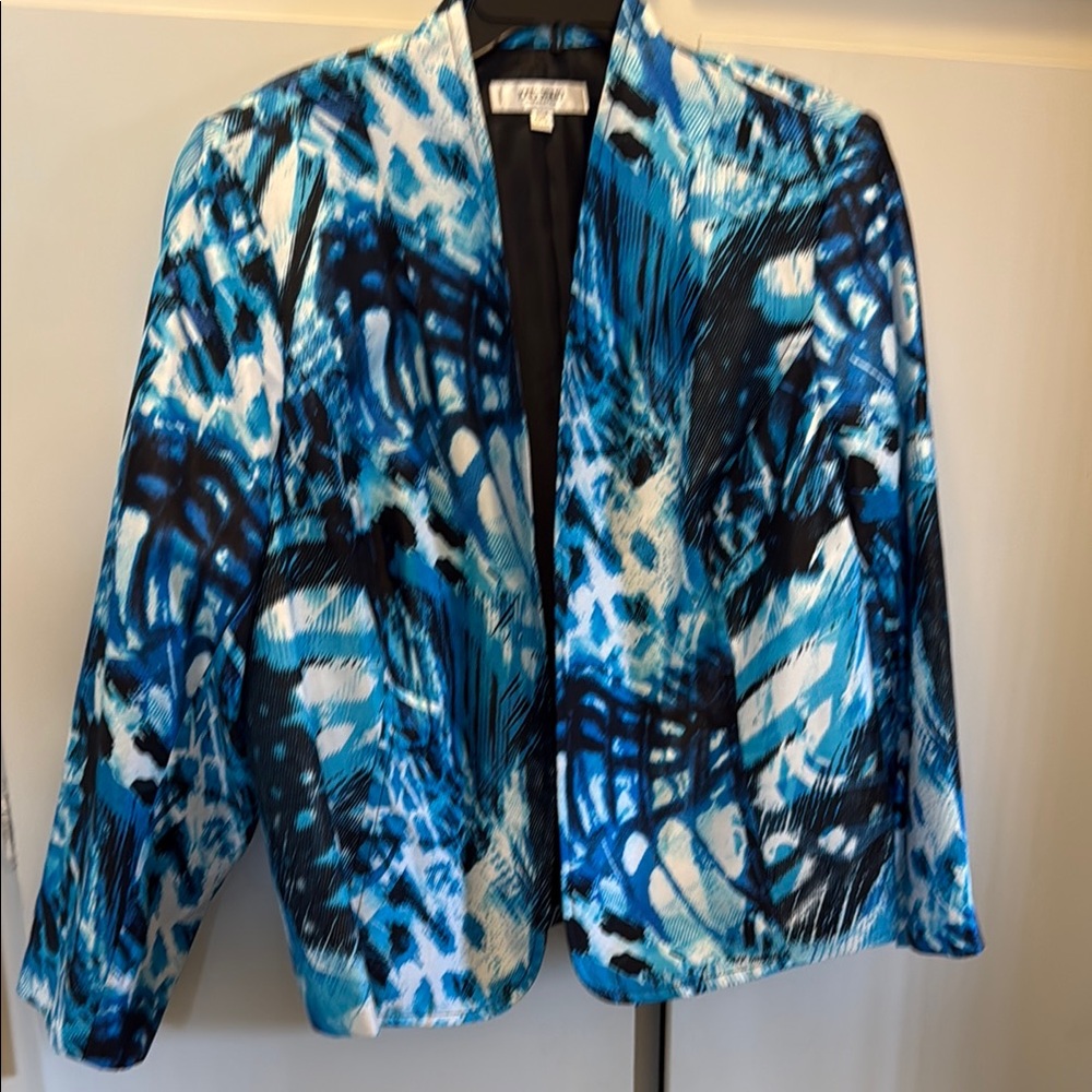 Jones Studio Artistic Blue and Black Blazer